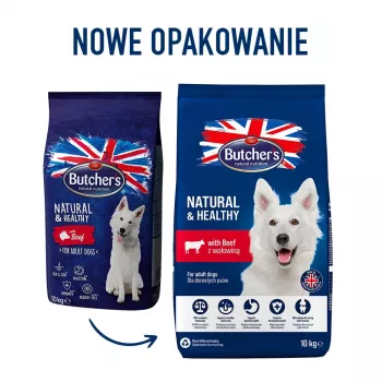 BUTCHER'S Natural&Healthy su jautiena - sausi šunų ėdalai - 10 kg