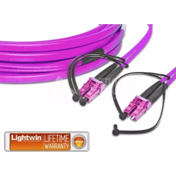 Lightwin aukštos kokybės plokščias dviejų skaidulų LWL jungiamasis laidas, MM OM4, LC - LC (LDP-50 LC-LC 50.0 OM4 FD)