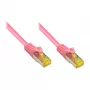 RJ45 jungiamasis kabelis su Cat.7 žaliaviniu kabeliu ir užrakto apsauga (RNS®), S/FTP, PiMF, halogenų neturintis, 600MHz, OFC, rausvai violetinis, 10m, Good Connections® (8070R-100M)