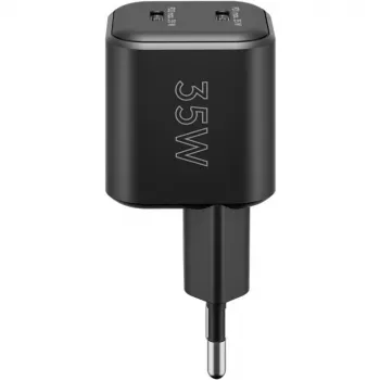 Sieninis įkroviklis GOOBAY 75333 – universalus vidinis AC USB-C įkroviklis, 2x USB-C, 35 W, juodas