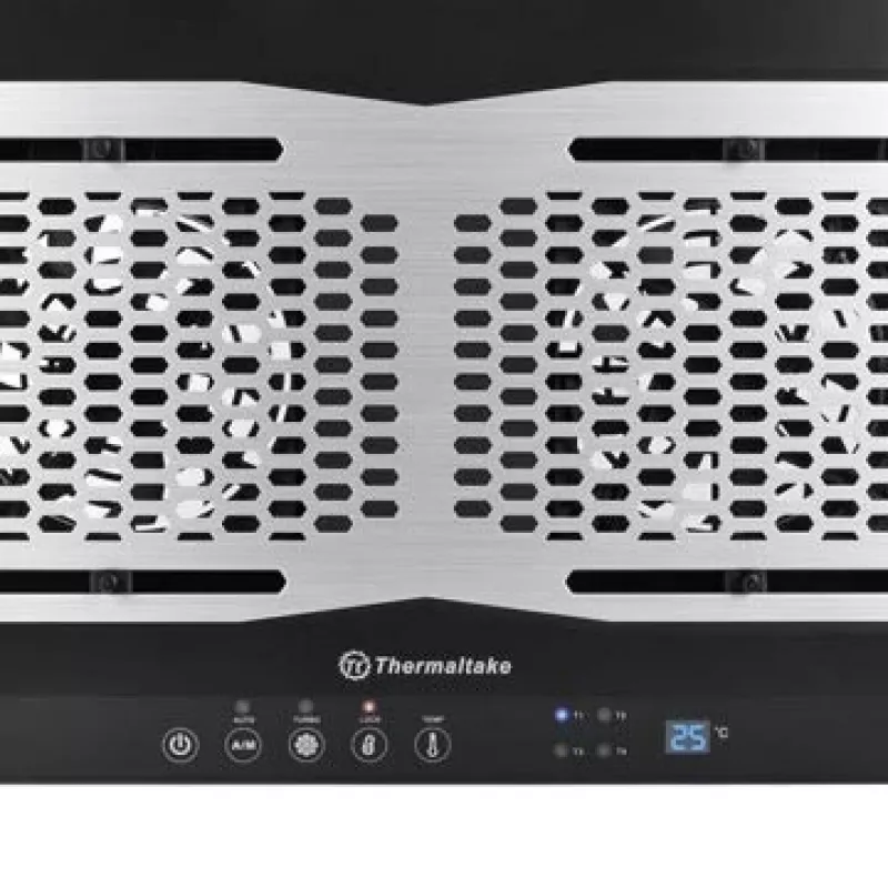 Aušinimo padėklas nešiojamam kompiuteriui THERMALTAKE CL-N002-PL12BL-A su 12 cm ventiliatoriumi, aliuminis ir plastikas, 390×277.5×49.3 mm, 1000–1300 RPM