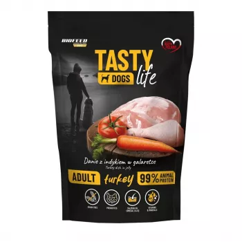 Šlapias šunų ėdalas BIOFEED Tasty Life kalakutiena 90% mėsos, pilnavertis pašaras, 500 g