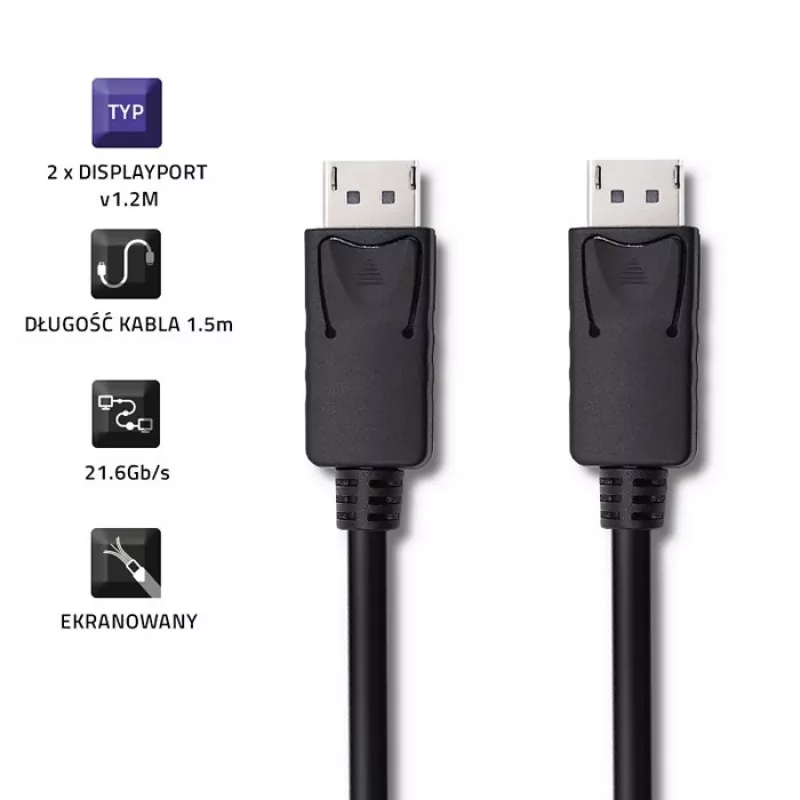 QOLTEC DisplayPort v1.2 laidas, vyriškas, 4K, 1,5 m