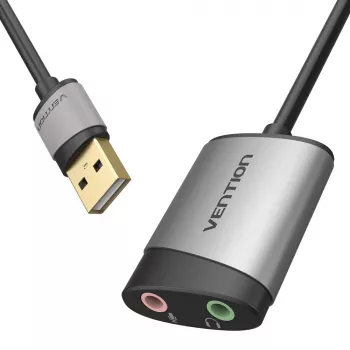 Vention USB išorinė garso kortelė 0,15 m pilka metalinė