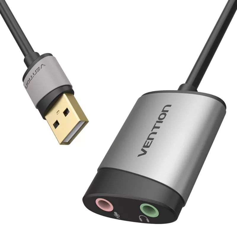 Vention USB išorinė garso kortelė 0,15 m pilka metalinė