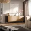 Komoda CAMA MEBLE MERCI 200 x 40 x 74 cm – juoda/artizaninis ąžuolas