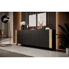 Komoda cama meble FARO KOM200 CZ — 2000×420×820 mm, matinė juoda, ąžuoliniai fasadai