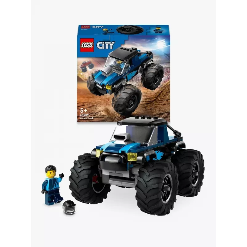 Konstruktorius LEGO City 60402 Mėlynas monstrų sunkvežimis su didelėmis padangomis, 148 dalių, 1 minifigūrėlė, nuo 5 metų