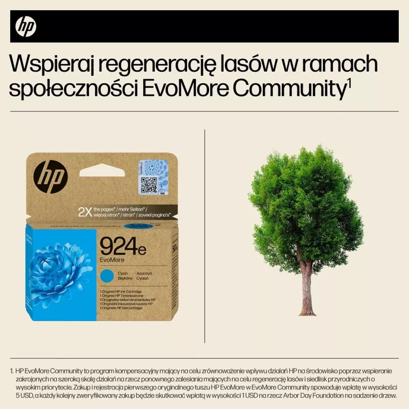 HP 924e EvoMore Original rašalo kasetė, didelės talpos, cianinė, 1 vnt., 800 puslapių