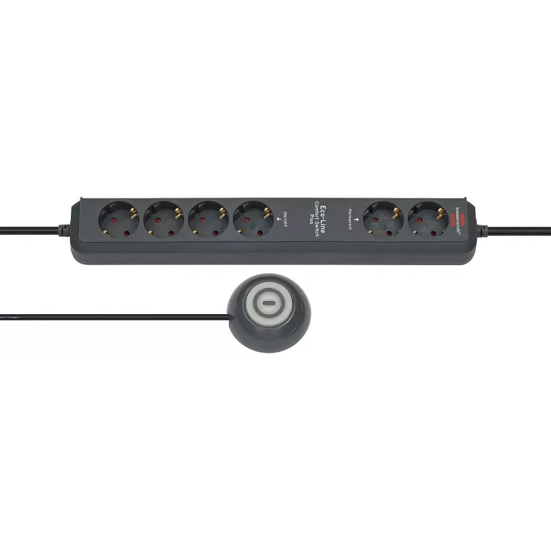 Prailginimo laidas Brennenstuhl Eco-Line Comfort Switch 2m 6 kištukinių lizdų