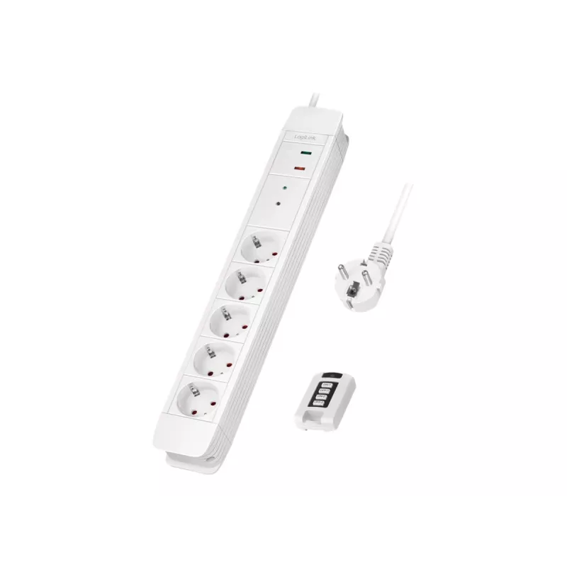 LogiLink LPS402 ilgintuvas 1,5 m 5 kištukinių lizdų vidaus naudojimui baltas