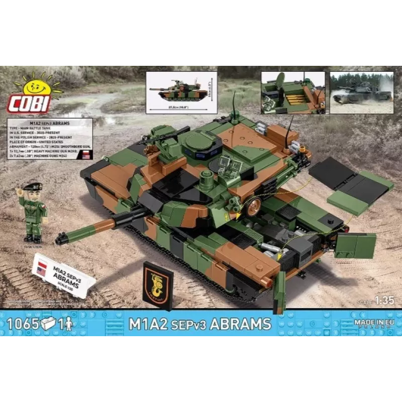Konstruktorius Cobi M1A2 SEPV3 Abrams su 1065 kaladėlių