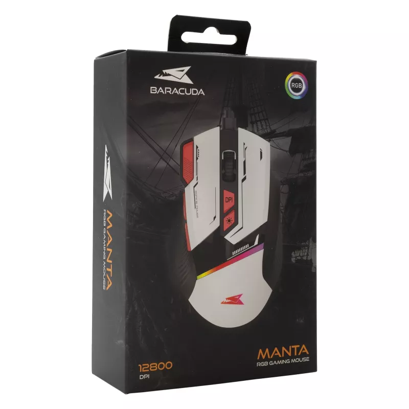 Pelė Baracuda BGM-042 MANTA balta USB