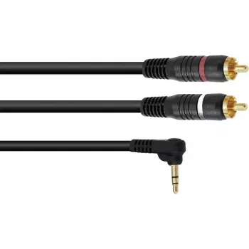 Adapterinis kabelis Omnitronic 3,5 mm stačiakampis lizdas į 2x RCA, 3 m