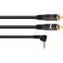 Adapterinis kabelis Omnitronic 3,5 mm stačiakampis lizdas į 2x RCA, 3 m