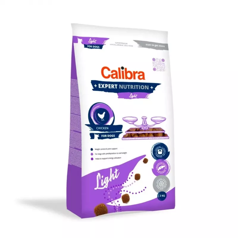 Sausas šunų ėdalas Calibra Expert Nutrition Light 2 kg – mažai kalorijų, vištiena, pilnavertis pašaras, 23% baltymų, 10% riebalų