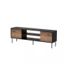 TV spintelė Cama Meble EF CORTINA 180×40×60 cm, juodas viršus, riešutmedžio spalvos rėmas