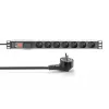 Digitus 19 inch 1U PDO su 7 kištukiniais lizdais CEE 7/5, 2 m kabelis
