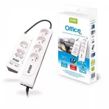 OFFICE PLUS 7 lizdų apsauginis filtras 250 V baltas (T/LZ06-OFP018/0000) - Ever