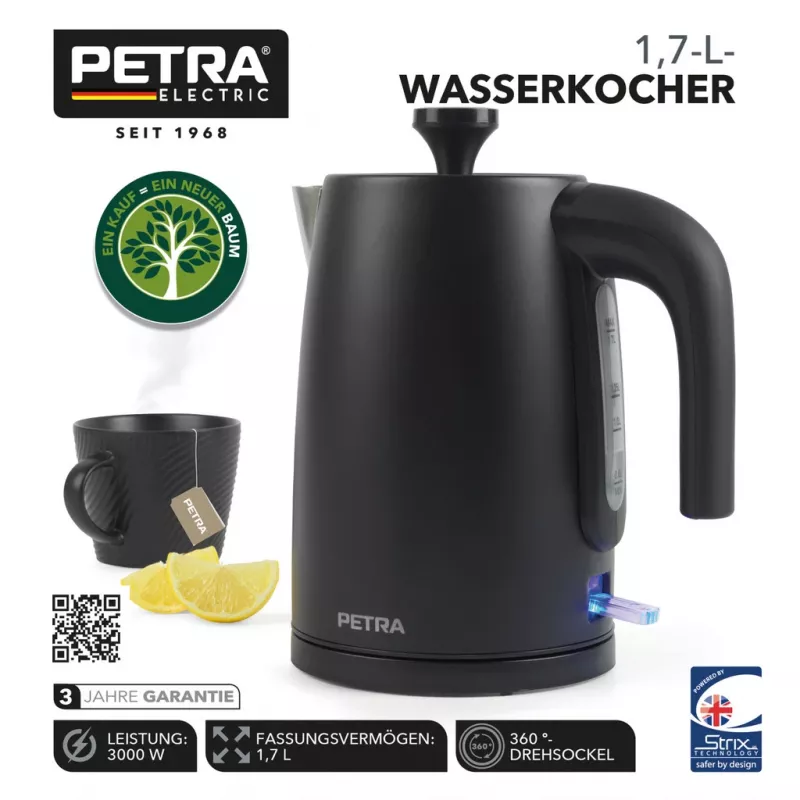 Elektrinis virdulys Petra 1,7L 3KW matinė juoda