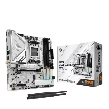 Motininė plokštė ASRock B850M Steel Legend WiFi — AMD B850, Socket AM5, microATX, DDR5, 4 DIMM, Wi‑Fi 7, 2.5Gb LAN