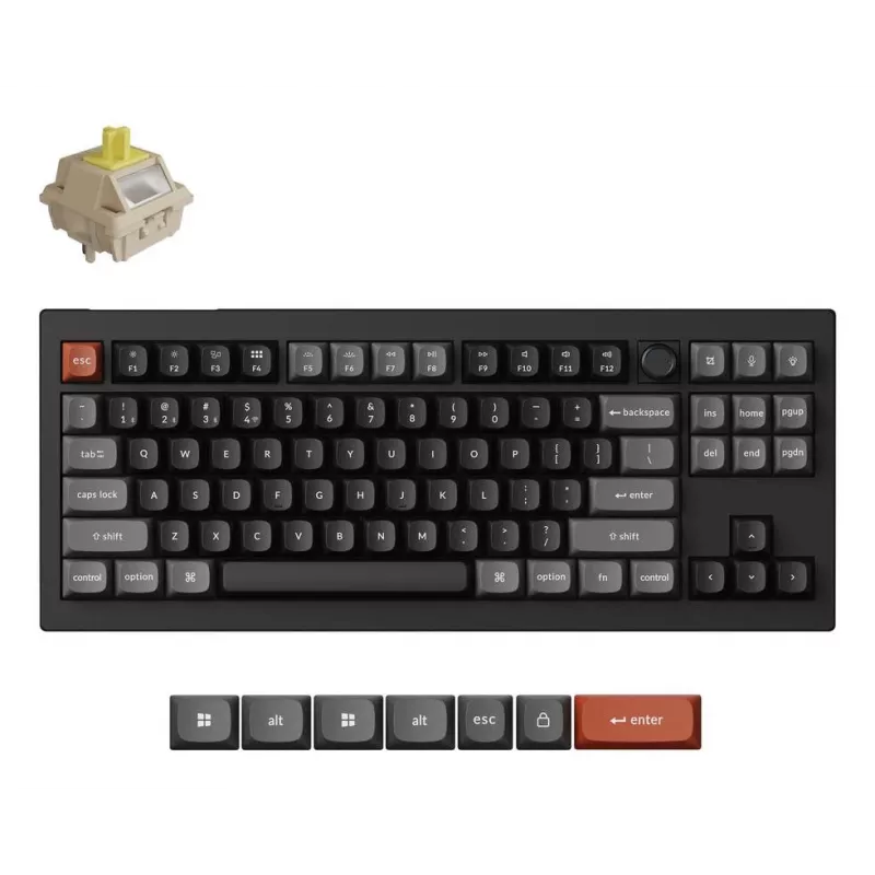 Mechaninė klaviatūra Keychron V3 Ultra 8K – laidinė ir belaidė, QWERTY išdėstymas, RGB LED, juoda