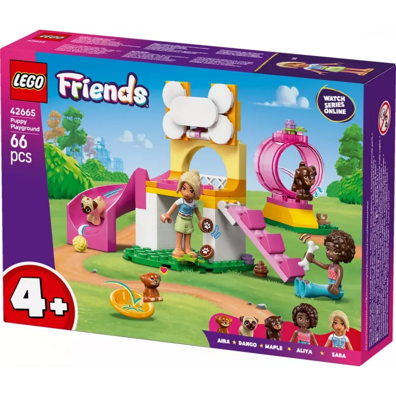 Konstruktorius LEGO Friends Šuniukų žaidimų aikštelė 42665, 66 detalės, 2 minifigūrėlės, nuo 4 metų