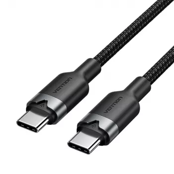 USB-C į USB-C duomenų ir įkrovimo laidas Vention TRDBH, 2 m, USB 2.0, 60 W PD, 3 A, 480 Mbit/s, juodas