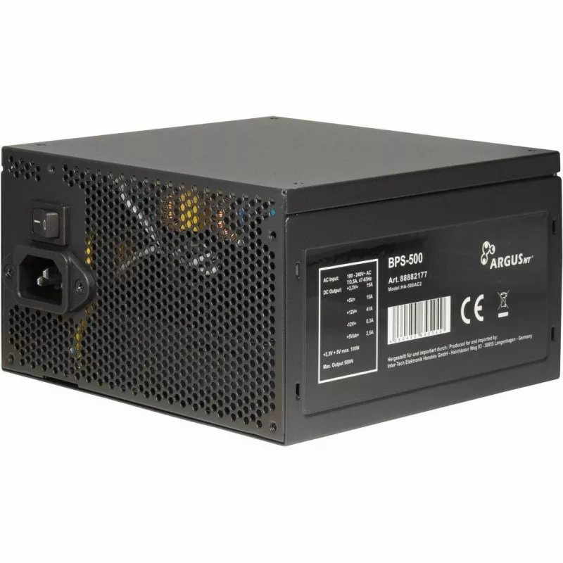 Inter-Tech ArgusNT BPS-500 maitinimo blokas 500 W 20+4 pin ATX ATX Juoda