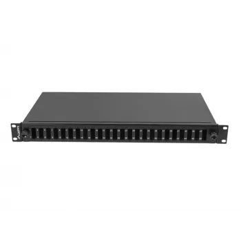 Patch panel 1U Lanberg FOP1-24SD-LQB plieninis juodas montavimui į stelažą