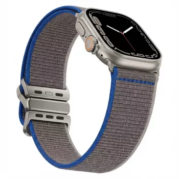 GUAN Premium rankinis dirželis Apple Watch 42/44/45/46/49 mm — pilkai mėlyna, tinka Series 1–3