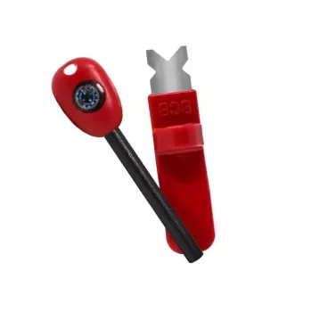 Išgyvenimo kompasas BCB CN340 – švytintis ciferblatas, plastikinė rankena, 110 mm, 47 g, raudonas