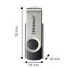Intenso USB atmintukas Office Line, 64 GB, USB-A, 3.2 Gen 1x1, juodas-sidabrinis, su sukamu žiedu