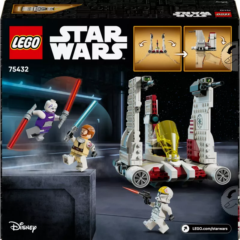 LEGO Star Wars V-19 Torrent naikintuvas 75432 konstruktorius – 567 dalių, 3 minifigūrėlės, demonstravimo ir žaidimo modelis