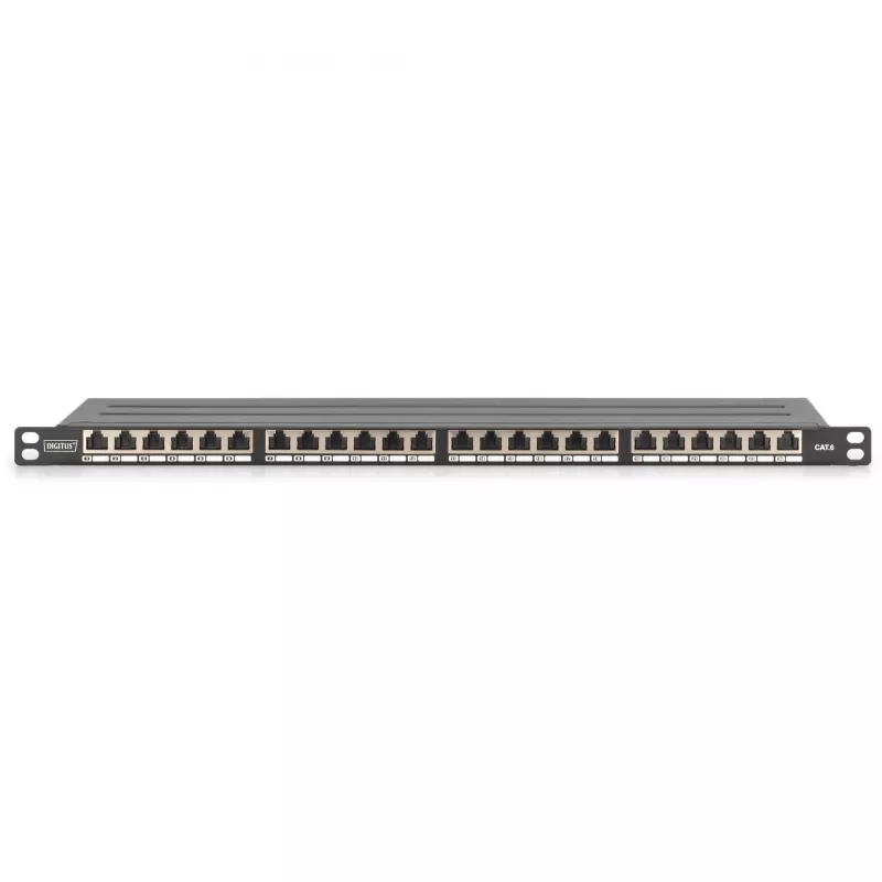 Patch Panel Digitus CAT 6 Class E High Density Shielded 24 prievadų 0,5U juodas