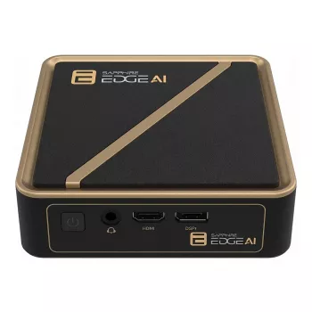 Barebone stalinis kompiuteris Sapphire EDGE AI 350 su DDR5 atminties palaikymu ir HDMI išvestimi