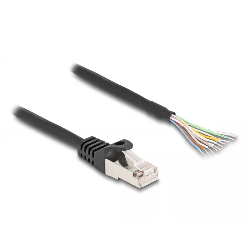 DeLOCK RJ50 (vyriškas) į atvirus laidų galus S/FTP 0,25 m juodas kabelis