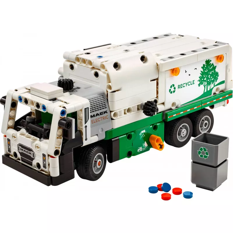 LEGO Technic Mack LR Electric Garbage Truck 42167 statybinis rinkinys – 503 detalės, motorizuotas, 230×80×90 mm