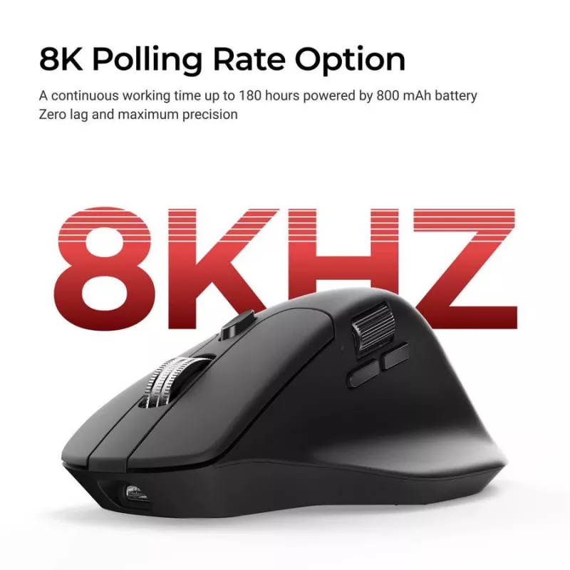 Pelė Keychron M6 dešinei rankai universali — optinė, RF + Bluetooth + USB-C, 30000 DPI, juoda