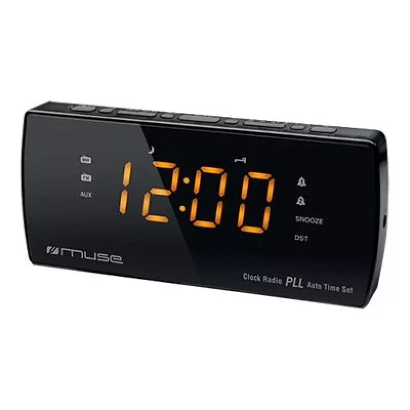 Radijo laikrodis Muse M-185 CR – FM/MW, 0,9 colio LED ekranas, AC 230V su AAA baterijos atsargine energija, juodas