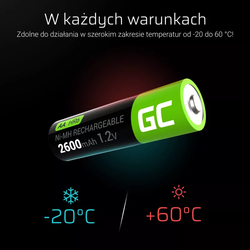 Įkraunama baterija Green Cell GR01 AA NiMH 1,2 V 2600 mAh, 4 vnt., žalia