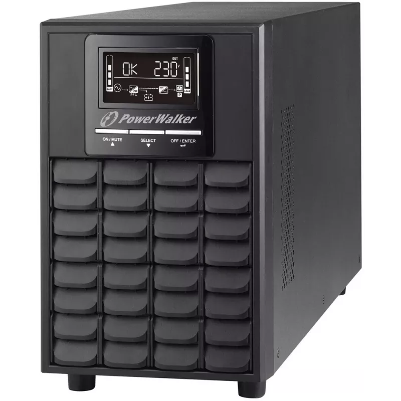 Nepertraukiamo maitinimo šaltinis PowerWalker VFI 1000 CG PF1, dvigubo keitimo (Online), 1 kVA / 1000 W, 4 AC lizdai