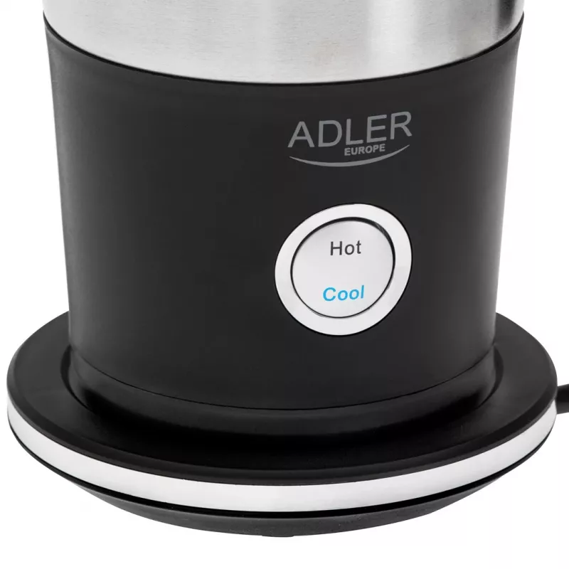 Automatinis pieno putos plaktuvas Adler AD 4497 — nerūdijantis plienas, 600W, putos 120 ml / šildymas 300 ml, karštas ir šaltas