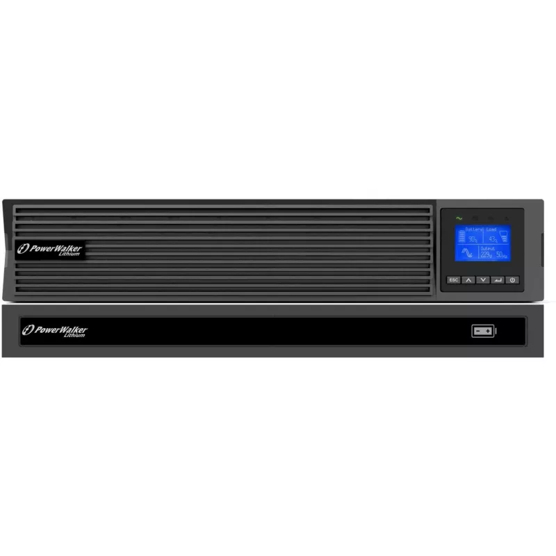 UPS stelažinis PowerWalker VFI 1500 LICR IOT PF1 on-line 1500 VA, 8× IEC C13, USB-B, RS-232, LCD, 2U
