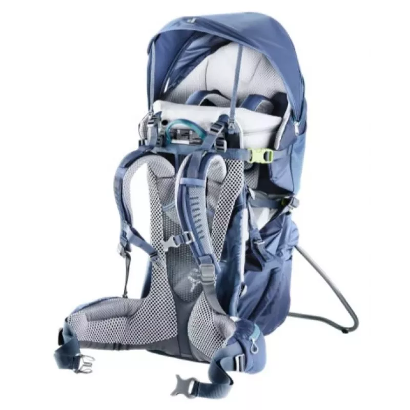 Kūdikio nešimo kuprinė Deuter Kid Comfort Pro, mėlyna, poliamidas, max 22 kg, skėtis nuo saulės, šoninė kišenė