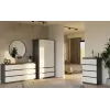 Spinta MALWA SS-90 90×180×50 cm, antracitinis rėmas, balti varstomi durys, 2 stalčiai, laminatas 16 mm