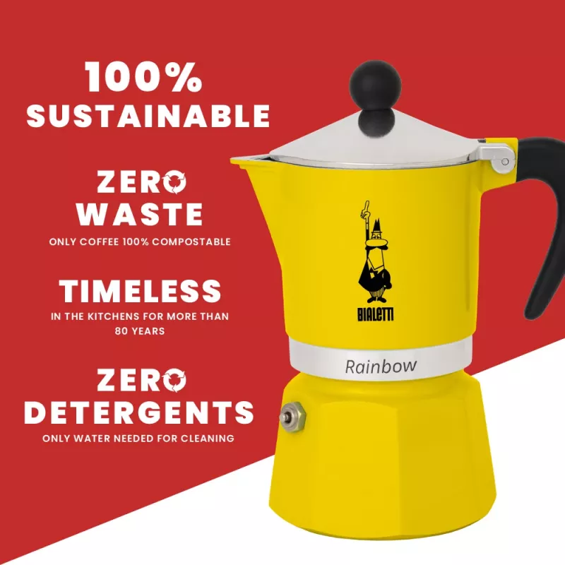 Bialetti Rainbow Black Yellow kavinukas vienam puodeliui