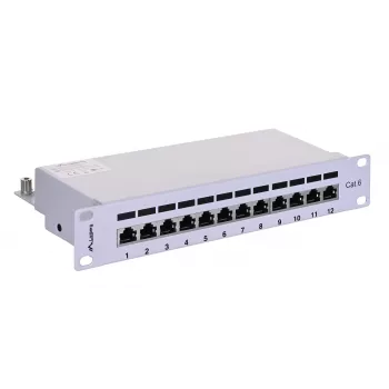 Patch panel LANBERG PPF6-9012-S, 12 prievadų, metalinis, pilkas, 1U, 215×130×44.5 mm