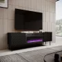 TV spintelė Cama Meble ONDA su elektriniu židiniu 1805×400×580 mm, juoda, medžio drožlių plokštės viršus (stovinti arba montuojama ant sienos)