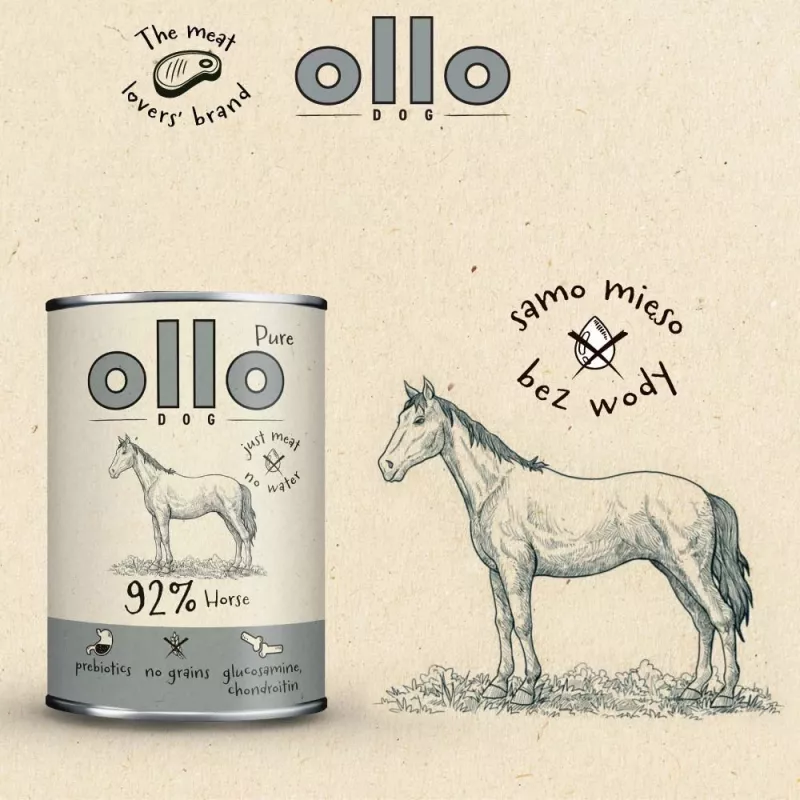 OLLO Pure Horse šlapias ėdalas šunims – 400 g